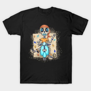 Indian Skeleton worker - Dia De Los Muertos - Scooter Ride Along T-Shirt